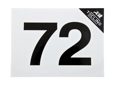 Tecline MOD 72 cylinder sticker, black number on white