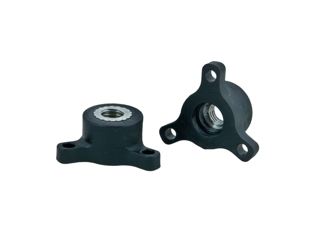 Pair of black Tecline delrin thumbwheels with M8 thread