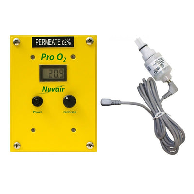 Nuvair Pro O2 panel mount remote analyser with its remote oxygen sensor and cord
