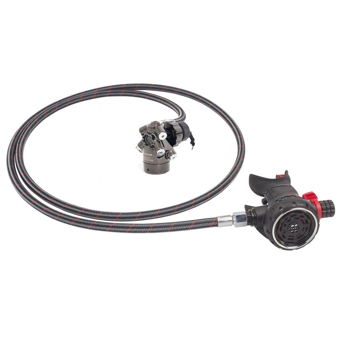 OMS Airstream Evoque DIN regulator with first stage, braided hose and Evoque second stage