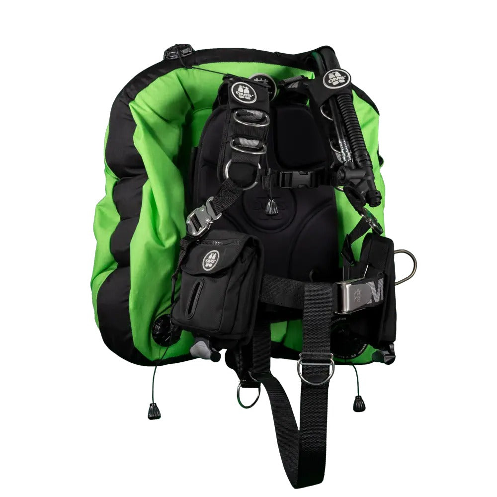 OMS Comfort Harness III Signature with a lizard green Deep Ocean 2.0 Wing