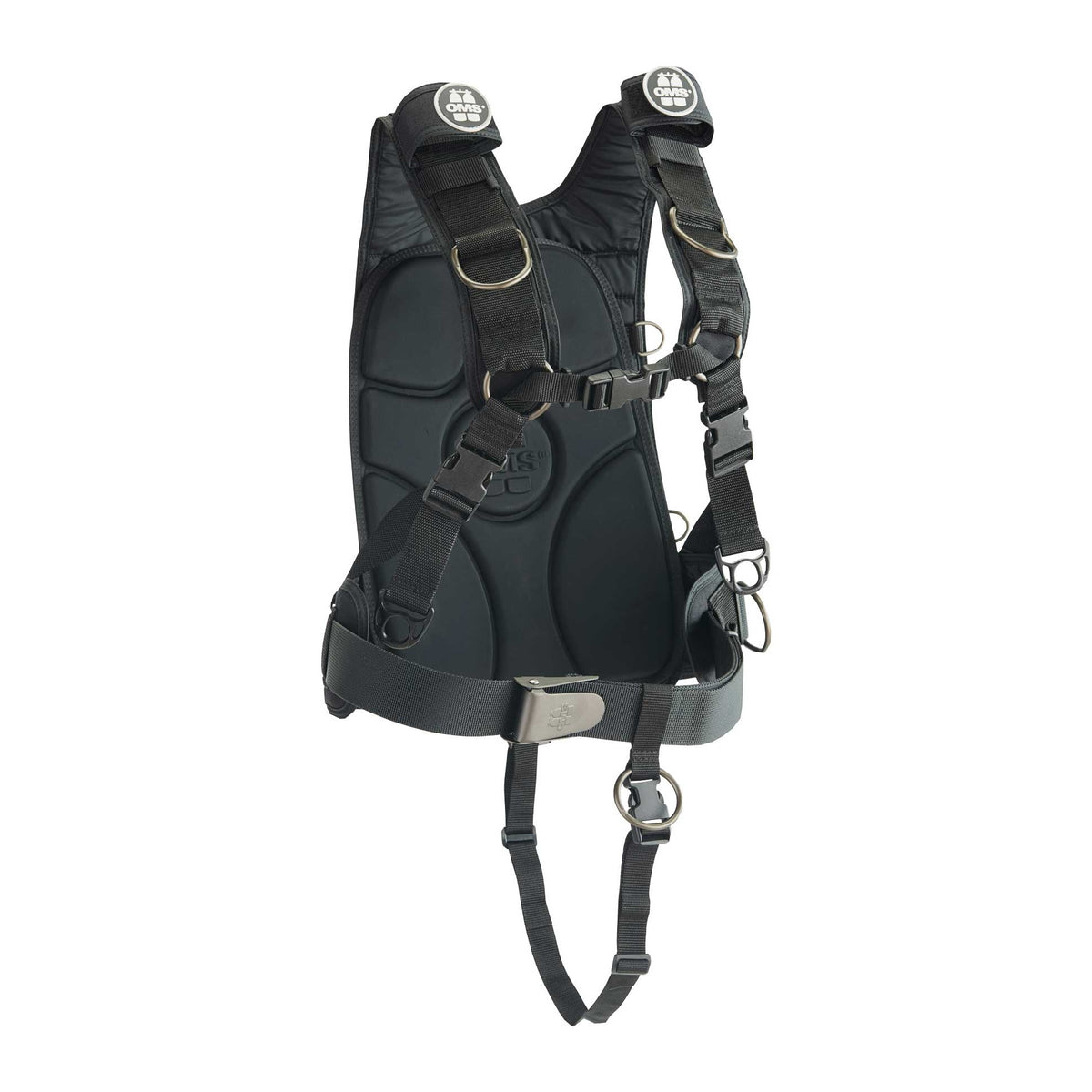 OMS IQ Lite soft backpack harness with crotch strap, front view