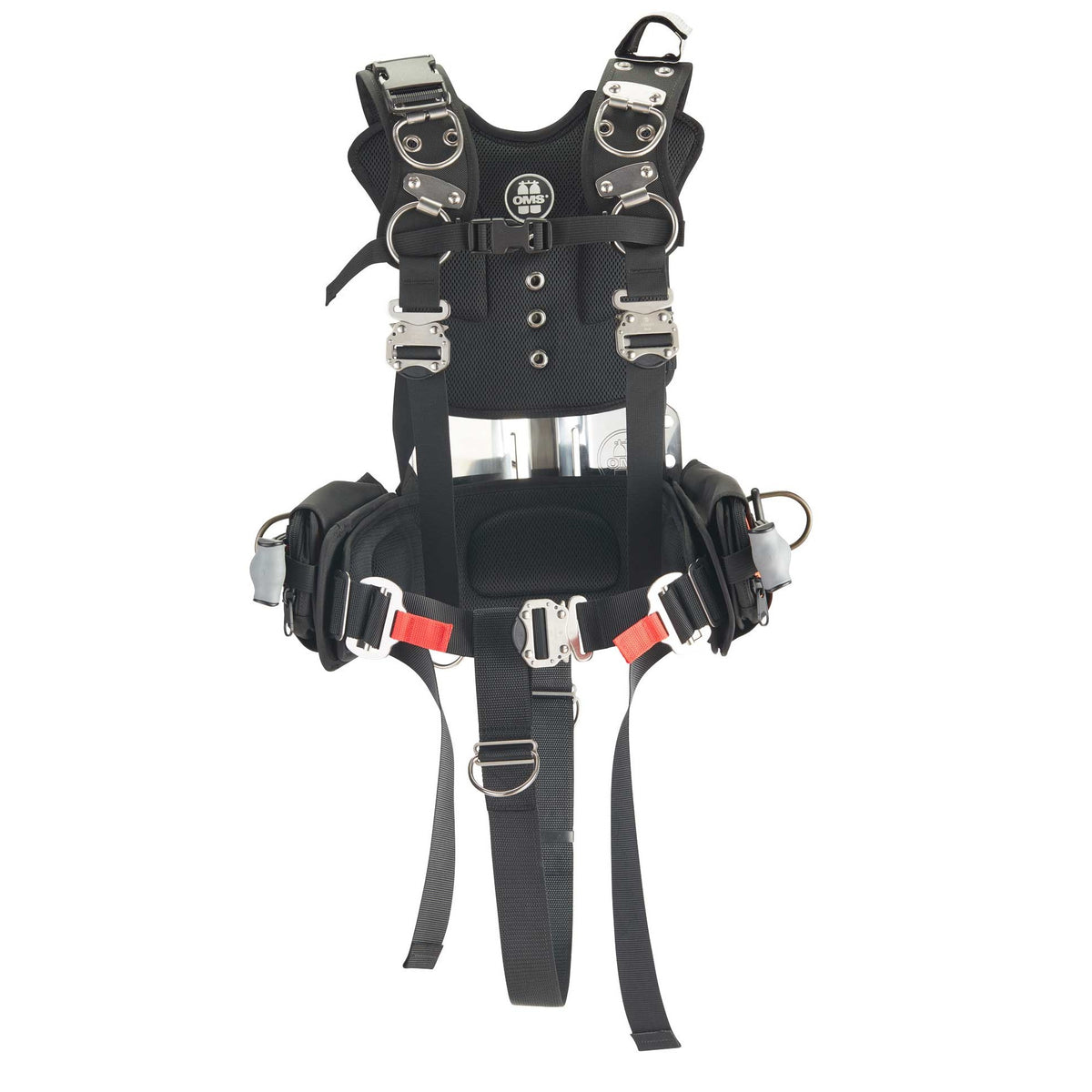 OMS Public Safety Harness with stainless steel backplate, weight pockets and crotch strap