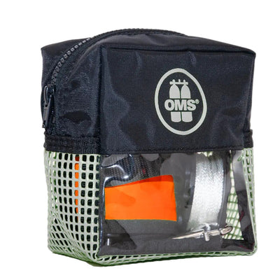 OMS Safety Pocket in grey holding the SMB and spool