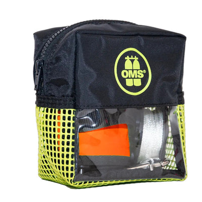 OMS Safety Pocket in yellow holding the SMB and spool