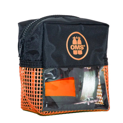 OMS Safety Pocket in lava orange holding the SMB and spool