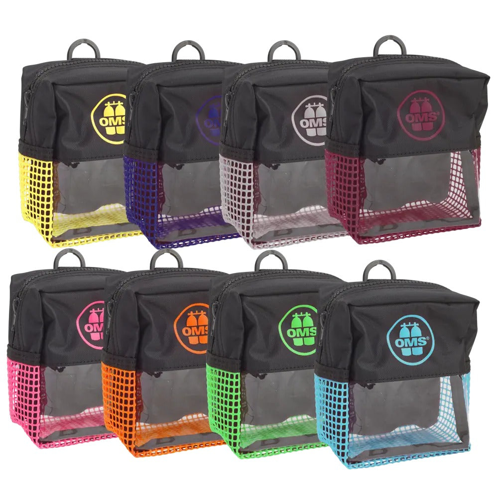 The eight OMS Safety Pocket colours side by side