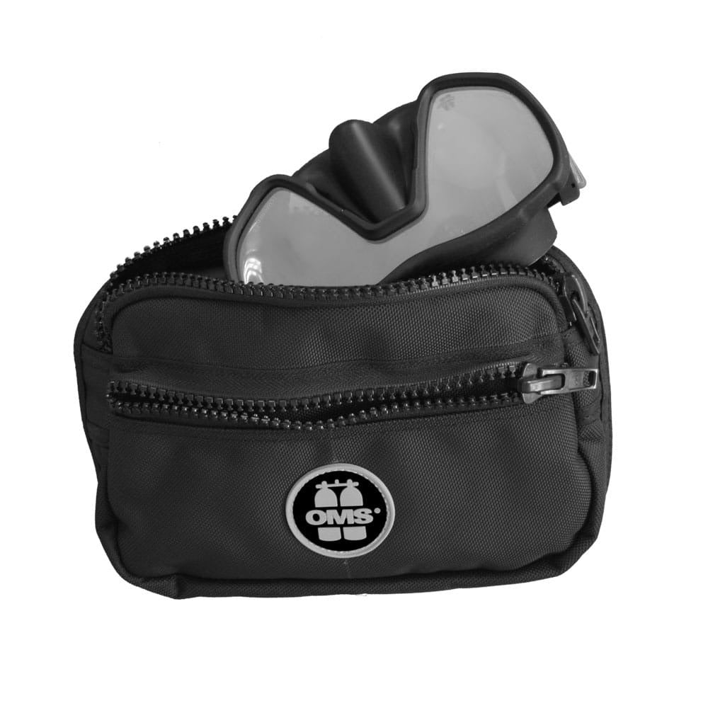 OMS Small Utility and Mask Pocket open with a spare mask inside