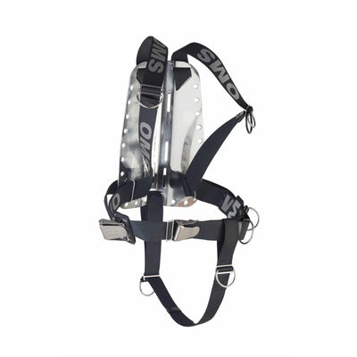 OMS SmartStream harness on a backplate with crotch strap, as supplied in this set