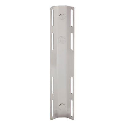 Top view of the OMS stainless single tank adaptor showing the cam band slots