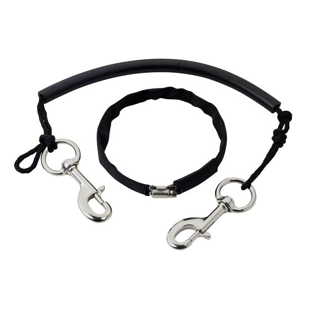 OMS Stage Rigging Kit with braided cord in rubber hose, two bolt snaps and webbing-covered clamp