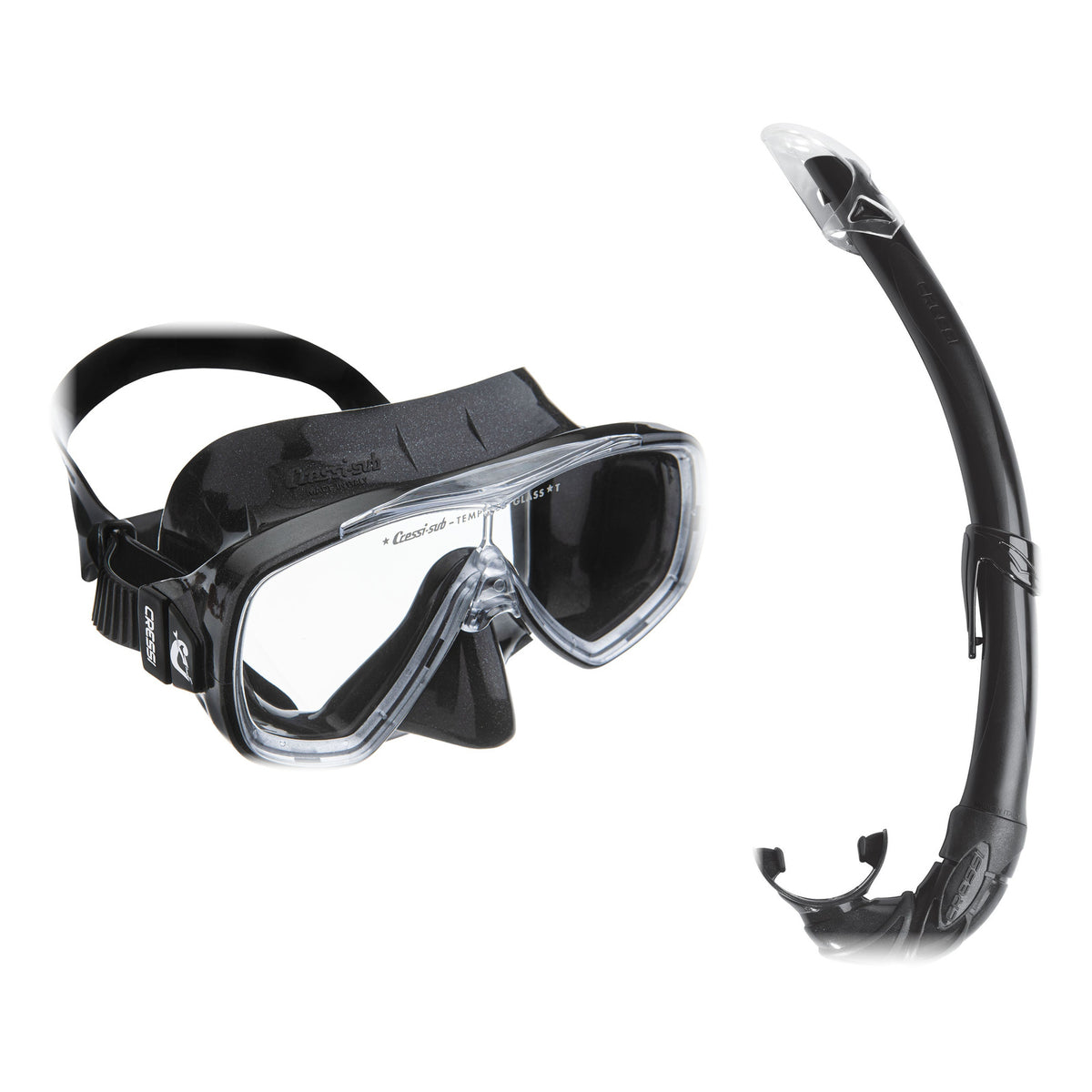 Cressi Onda mask in black and Mexico snorkel in black