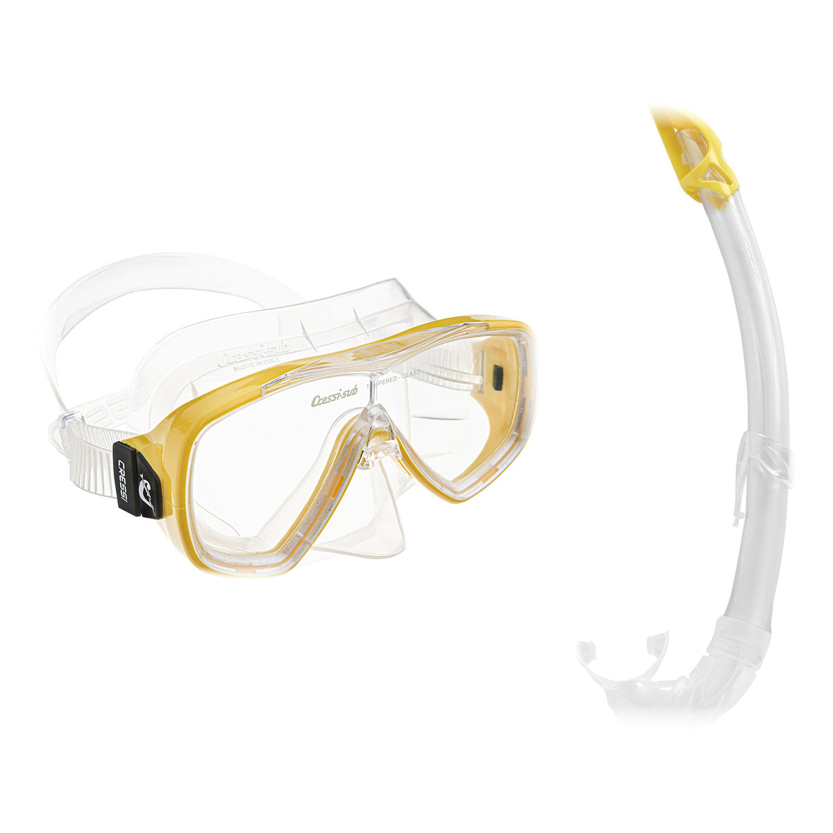 Cressi Onda mask in black and Mexico snorkel in black
