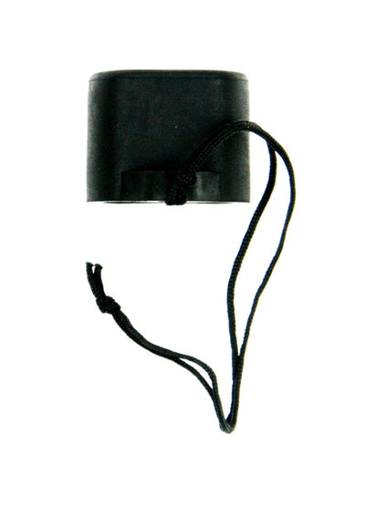 Tecline black rubber DIN valve cover with retaining cord