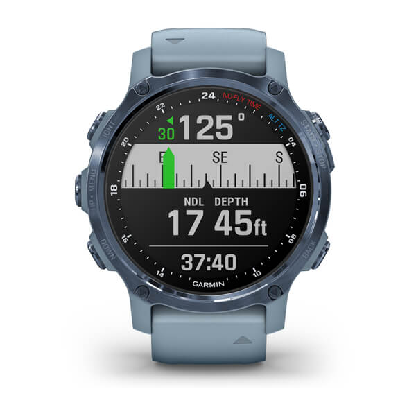 Garmin Descent Mk2S dive computer in mineral blue worn on the wrist