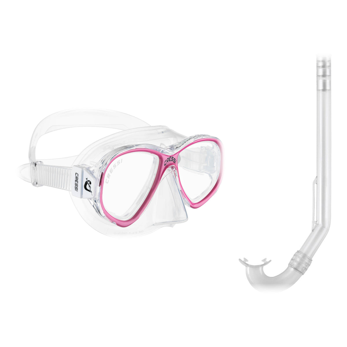 Cressi Perla Junior mask in clear with aquamarine and Mini Gringo snorkel in clear