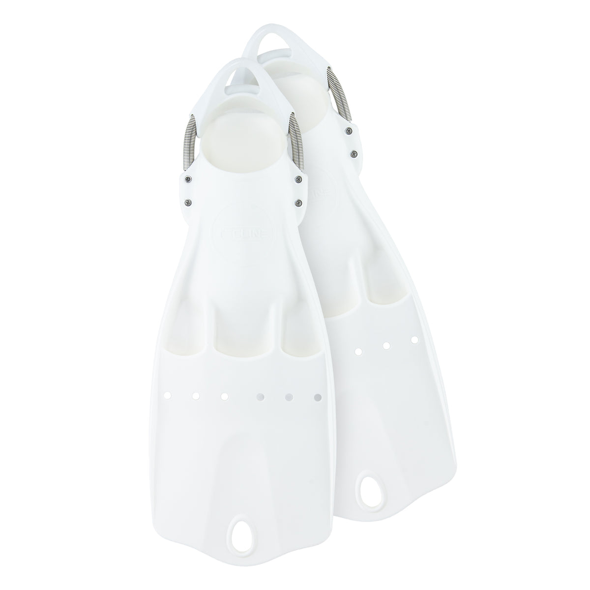 Tecline LightJet open heel fins in turquoise with stainless steel spring straps