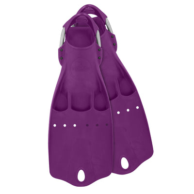 Tecline LightJet open heel fins in violet with stainless steel spring straps