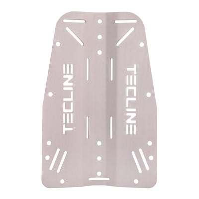 Tecline 3 mm aluminium standard backplate in silver, front view