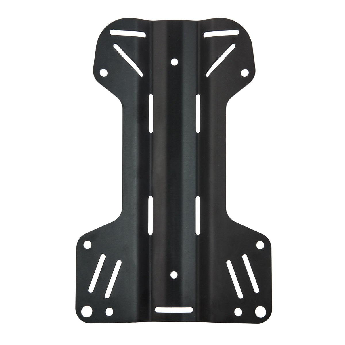 Tecline black 3 mm aluminium H-shaped backplate, front view