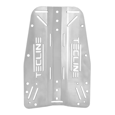 Tecline 3 mm stainless steel standard backplate with the Tecline logo cut through it