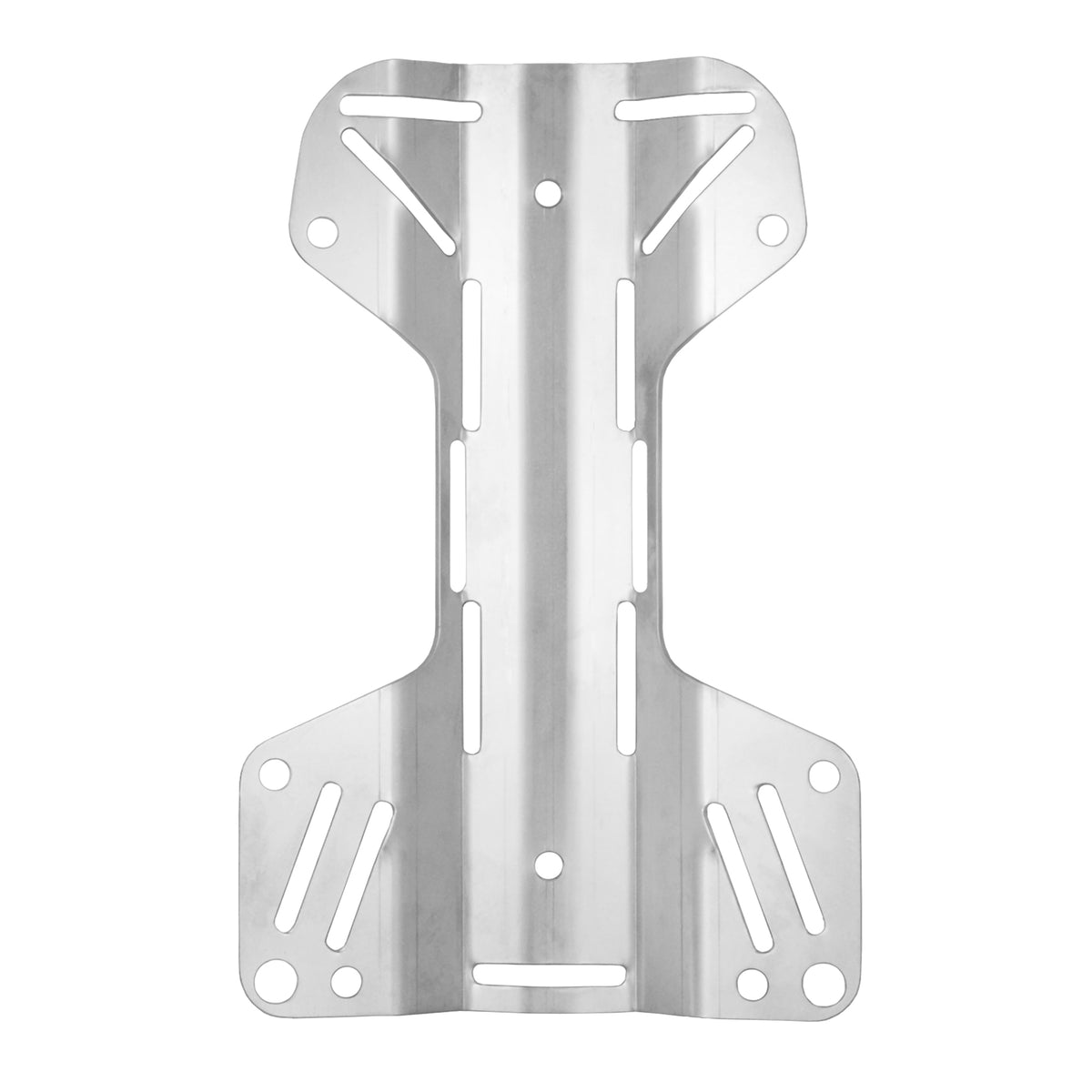 Tecline 3 mm stainless steel H-shaped backplate, front view