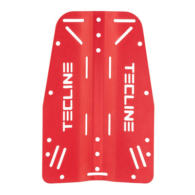 Tecline 3 mm aluminium standard backplate in red, front view
