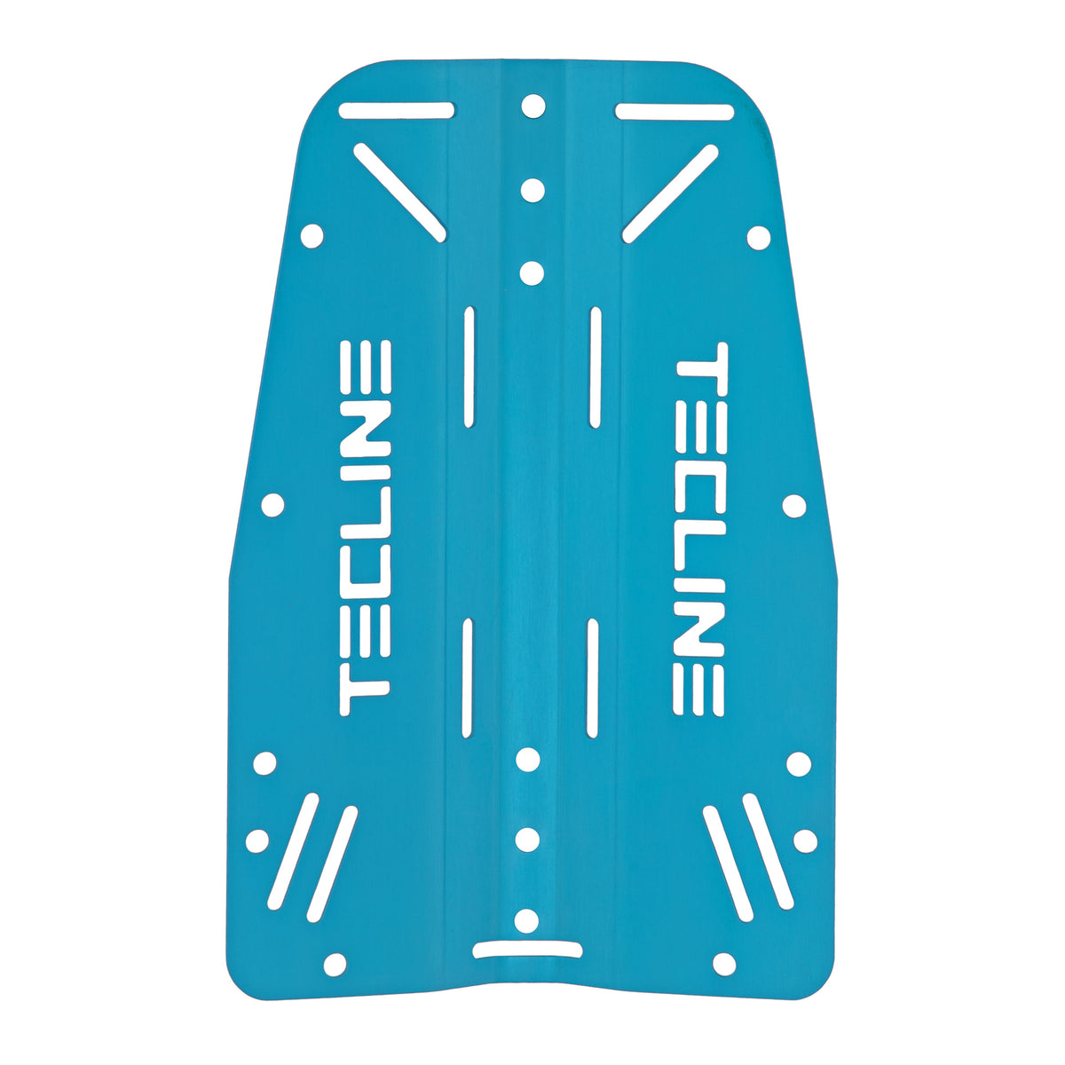 Tecline 3 mm aluminium standard backplate in blue, front view
