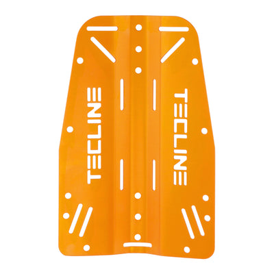 Tecline 3 mm aluminium standard backplate in orange, front view