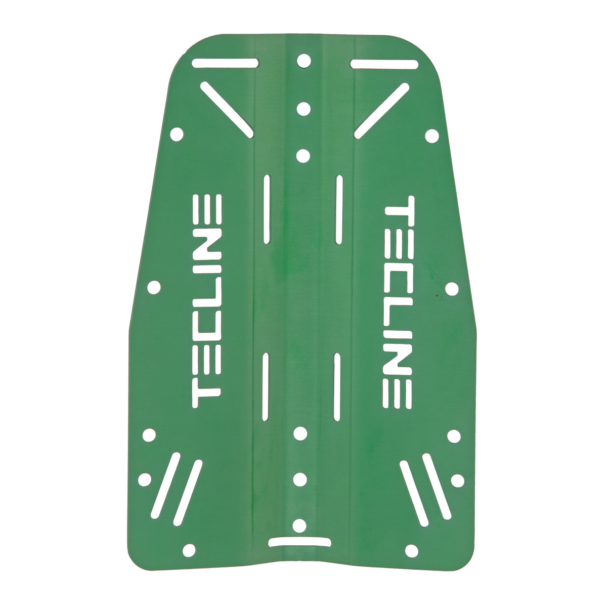Tecline 3 mm aluminium standard backplate in green, front view