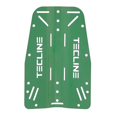 Tecline 3 mm aluminium standard backplate in green, front view