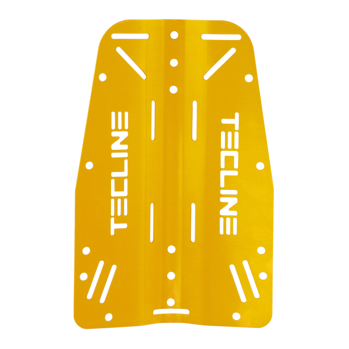 Tecline 3 mm aluminium standard backplate in yellow, front view