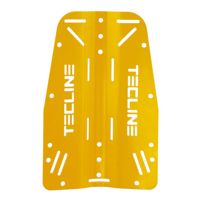 Tecline 3 mm aluminium standard backplate in yellow, front view