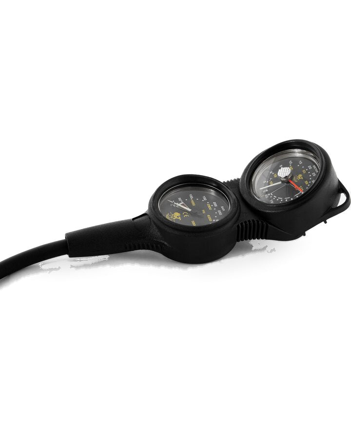 Poseidon Cirrus double console with black pressure and depth gauges