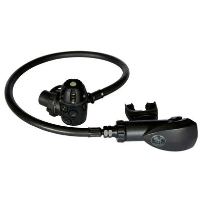 Poseidon Xstream Black DIN regulator with first stage, hose and black second stage