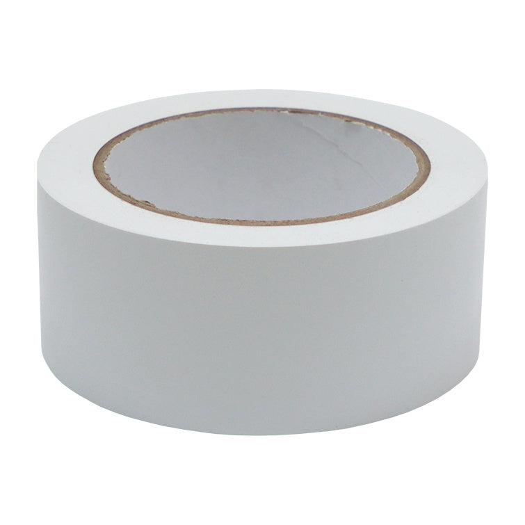 White PVC marking tape, 48 mm wide roll on a cardboard core