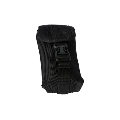 Aqua Lung SMB holster in black, rear view showing the webbing loops that mount it to a belt or buoyancy compensator