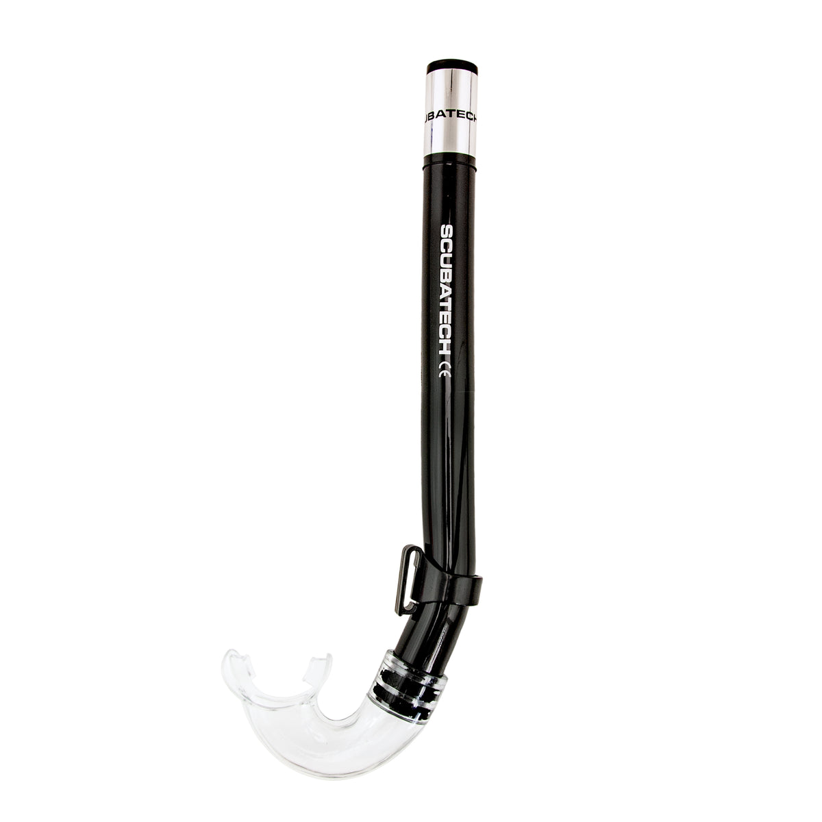 Scubatech SK 01 snorkel in black with clear mouthpiece and keeper