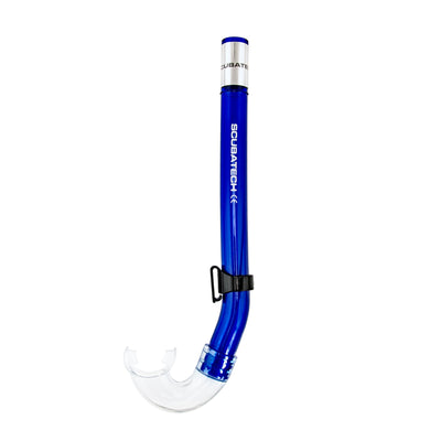 Scubatech SK 01 snorkel in blue with clear silicone mouthpiece