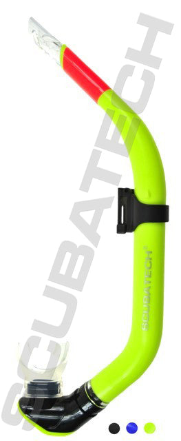 Scubatech SK 04 snorkel with purge valve and dry top in lime