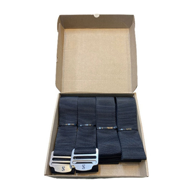 SCUBAPRO S-TEK Pro strap set with webbing and buckles in its box