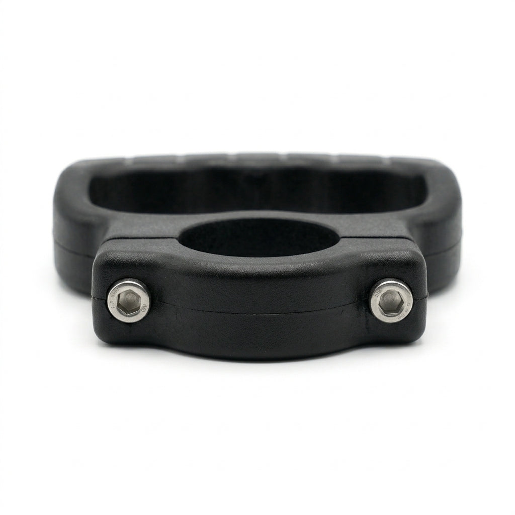 San-O-Sub fixed tank handle rear view with both stainless clamp bolts