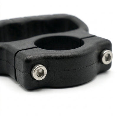 Close view of the San-O-Sub tank handle clamp and stainless hex bolt