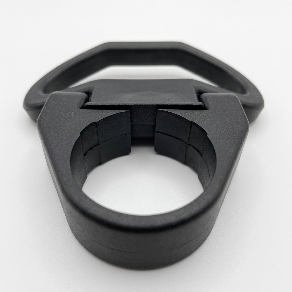 Close view of the San-O-Sub folding handle hinge and neck clamp