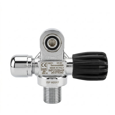 San-O-Sub right hand modular valve M25x2, 232 bar, front view with the side port plugged