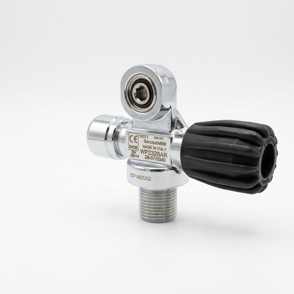 San-O-Sub right hand modular valve M25x2, 232 bar, front view with the side port plugged