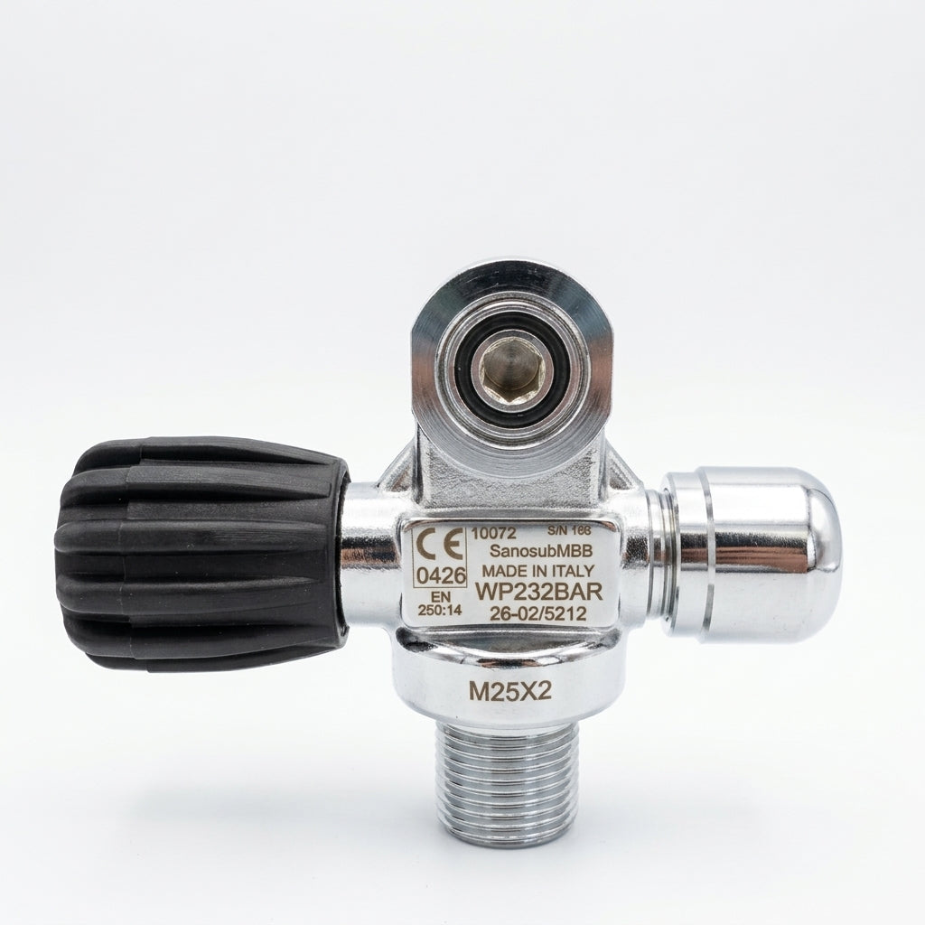 San-O-Sub right hand modular valve M25x2, 232 bar, front view with the side port plugged
