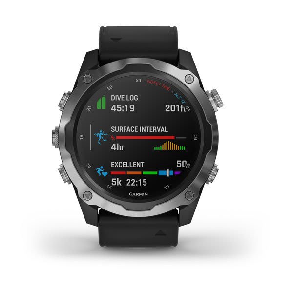 Garmin Descent Mk2i showing the dive log and surface interval screen