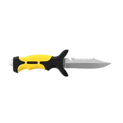 Scubatech Eagle knife side view of the blade and rubberised grip