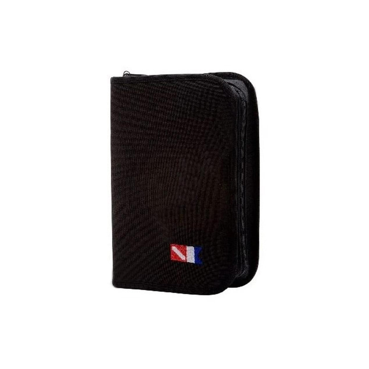 Scubatech Organizer Dive Log in red with white dive flag stripe, closed
